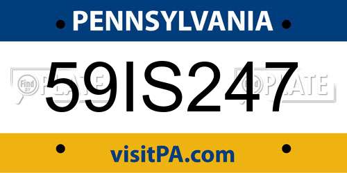 59IS247 Pennsylvania License Plate
