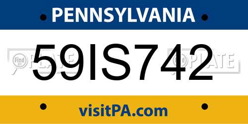 59IS742 Pennsylvania License Plate