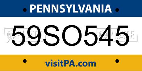 59SO545 Pennsylvania License Plate