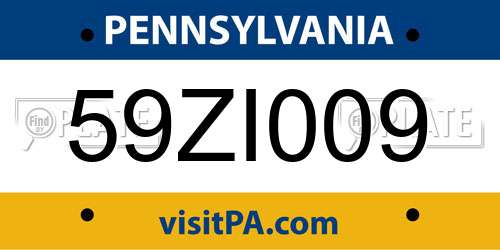 59ZI009 Pennsylvania License Plate