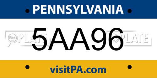 5AA96 Pennsylvania License Plate