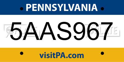 5AAS967 Pennsylvania License Plate