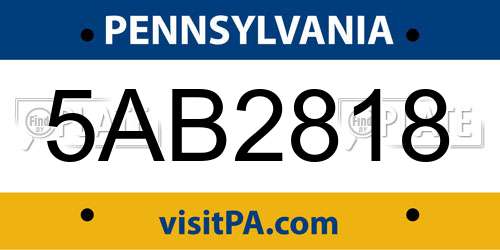 5AB2818 Pennsylvania License Plate