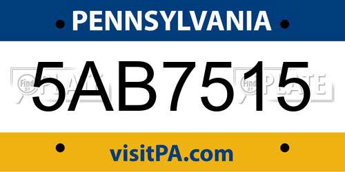 5AB7515 Pennsylvania License Plate