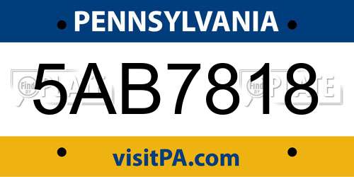 5AB7818 Pennsylvania License Plate