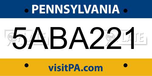 5ABA221 Pennsylvania License Plate