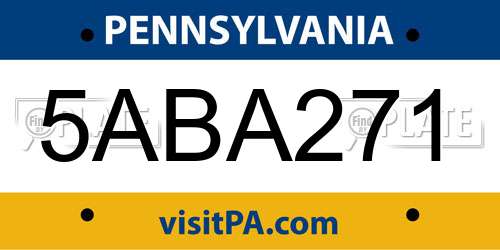5ABA271 Pennsylvania License Plate