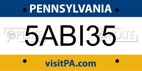 5ABI35 Pennsylvania License Plate