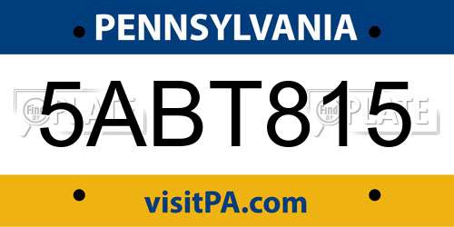 5ABT815 Pennsylvania License Plate