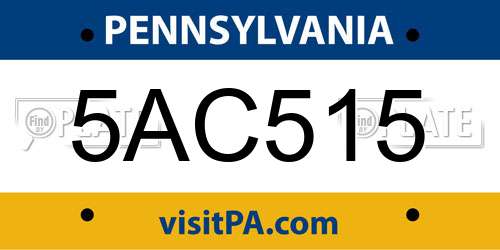 5AC515 Pennsylvania License Plate