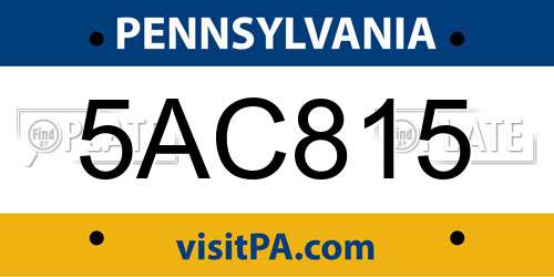 5AC815 Pennsylvania License Plate