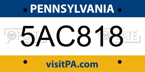 5AC818 Pennsylvania License Plate