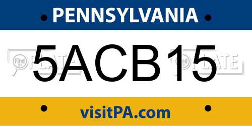 5ACB15 Pennsylvania License Plate