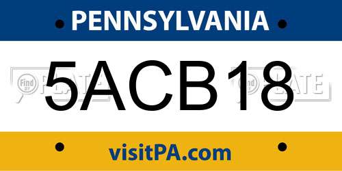 5ACB18 Pennsylvania License Plate