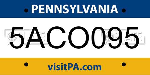 5ACO095 Pennsylvania License Plate
