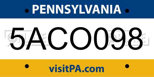 5ACO098 Pennsylvania License Plate
