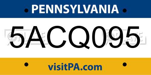 5ACQ095 Pennsylvania License Plate