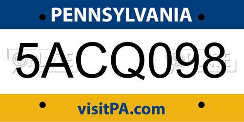 5ACQ098 Pennsylvania License Plate