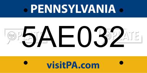 5AE032 Pennsylvania License Plate
