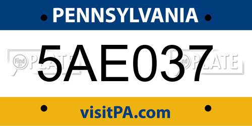 5AE037 Pennsylvania License Plate