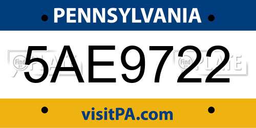 5AE9722 Pennsylvania License Plate