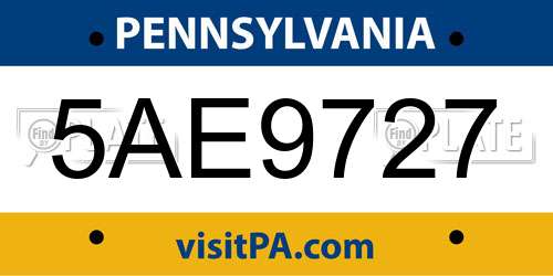 5AE9727 Pennsylvania License Plate