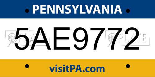 5AE9772 Pennsylvania License Plate