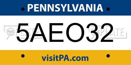 5AEO32 Pennsylvania License Plate