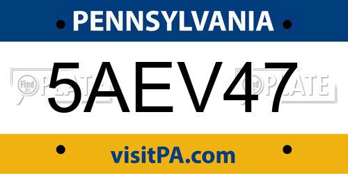 5AEV47 Pennsylvania License Plate