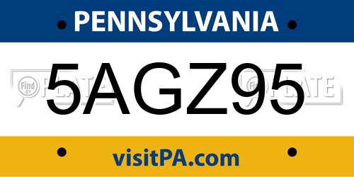 5AGZ95 Pennsylvania License Plate