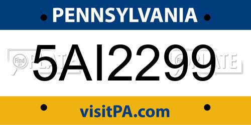 5AI2299 Pennsylvania License Plate