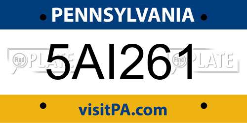 5AI261 Pennsylvania License Plate