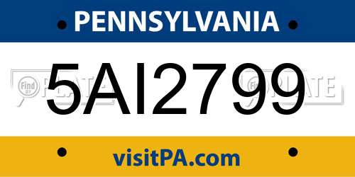 5AI2799 Pennsylvania License Plate