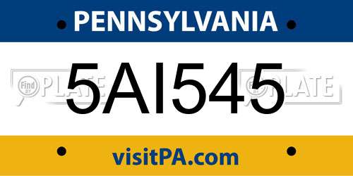 5AI545 Pennsylvania License Plate