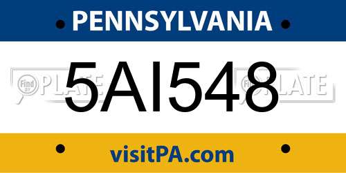 5AI548 Pennsylvania License Plate