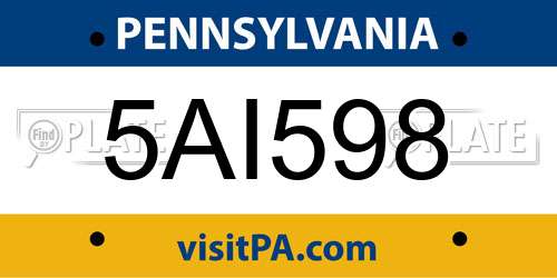 5AI598 Pennsylvania License Plate