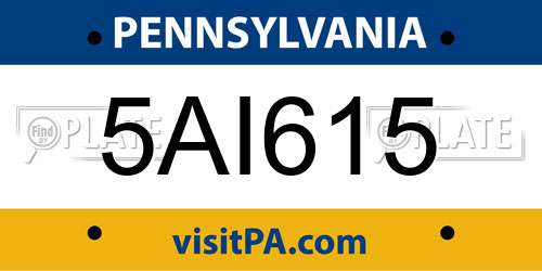 5AI615 Pennsylvania License Plate