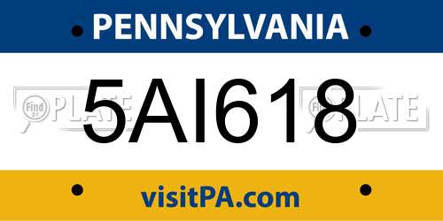 5AI618 Pennsylvania License Plate