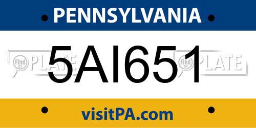 5AI651 Pennsylvania License Plate