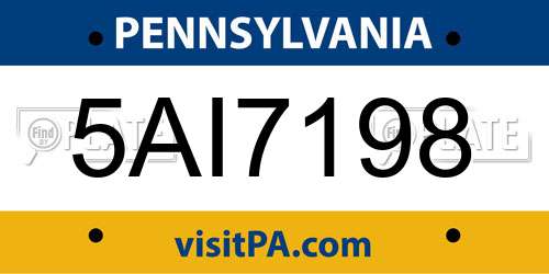 5AI7198 Pennsylvania License Plate