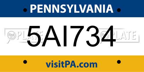 5AI734 Pennsylvania License Plate
