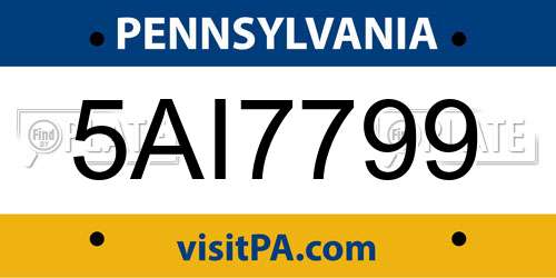 5AI7799 Pennsylvania License Plate