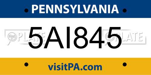 5AI845 Pennsylvania License Plate