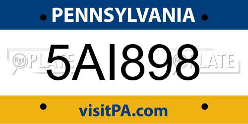 5AI898 Pennsylvania License Plate