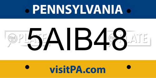 5AIB48 Pennsylvania License Plate
