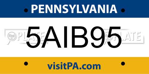 5AIB95 Pennsylvania License Plate