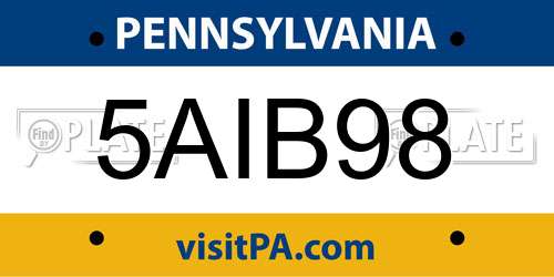 5AIB98 Pennsylvania License Plate