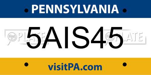 5AIS45 Pennsylvania License Plate