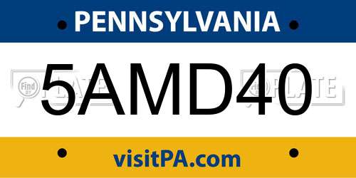 5AMD40 Pennsylvania License Plate