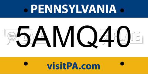5AMQ40 Pennsylvania License Plate